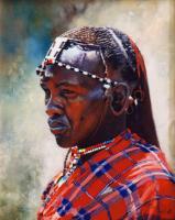 Portrait,Warrior,Maasai,Oil Painting,African,Africa,Tribal