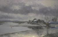 English,Landscape,Oil Painting,Boats