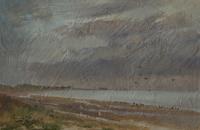 0393 Camber from Rye Harbour 2 plein air 8- x 12- 12.11.09 Oil on Panel.jpg