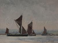 Oil painting,Paul Apps,Thames Barges